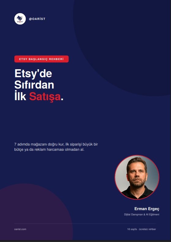 Etsy'de İlk Satış - 14 sayfa ücretsiz PDF rehber kapağı